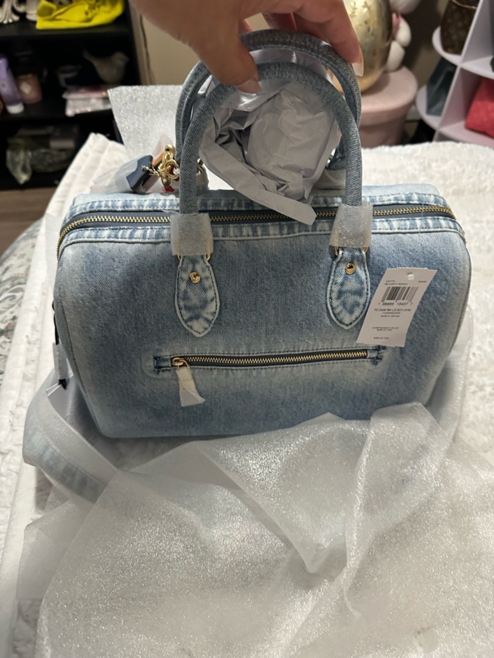 Coach Light Blue Denim Mini Satchel with Heart Charm - Picture 7 of 7